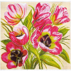 Tulipes roses - Kit point de croix toile colorée - Collection d'Art