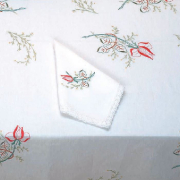 La rose - Lot de 3 serviettes imprimées à broder - Luc Créations