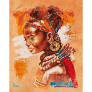 African Woman - Broderie Point de Croix - Lanarte