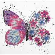 Kit de broderie avec perles - Papillon rose - Abris Art