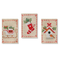 3 cartes à broder - Motifs de Noël - Kit point de croix - Vervaco