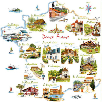 Carte de France - Kit Broderie Point de Croix - Douce France - Luc Créations