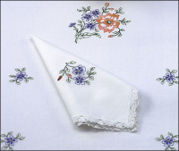 Bouquet rose et bleu - Lot de 3 serviettes imprimées à broder - Luc Créations