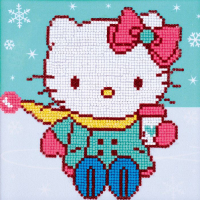 Kit broderie diamant - Hello Kitty dans la neige - Vervaco