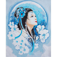 Kit peinture par numéro - Femme asiatique en bleu - Lanarte