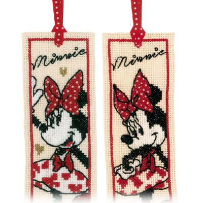 2 marque pages Minnie à broder Kit point de croix Vervaco Licence Disney Minnie Mouse