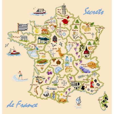 Kit de broderie au point de croix point compté Secrets de France