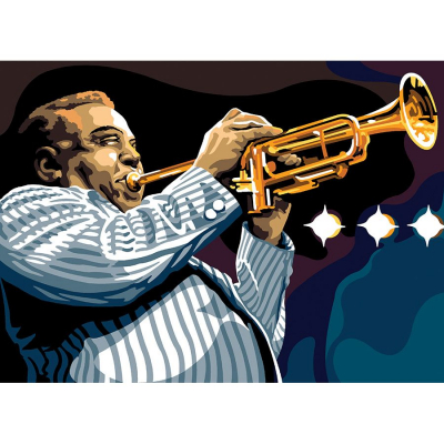 Kit Canevas Pénélope motif Jazz de la marque SEG de Paris illustrant un saxophoniste