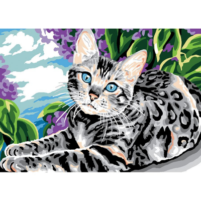 Canevas Pénélope Tigrou de la marque Luc Créations illustrant un chat tigré gris