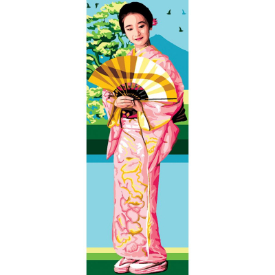 Kit Canevas Pénélope motif Yumi de la marque Luc Créations illustrant une geisha