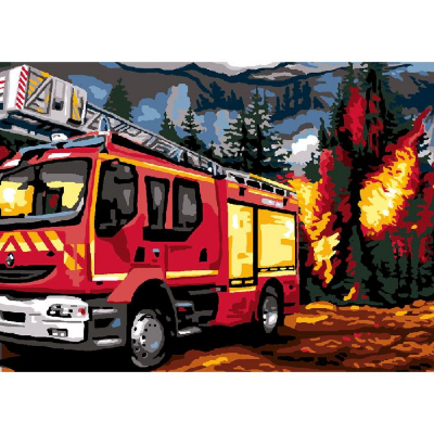 Canevas Pompiers camion pompier Luc Création