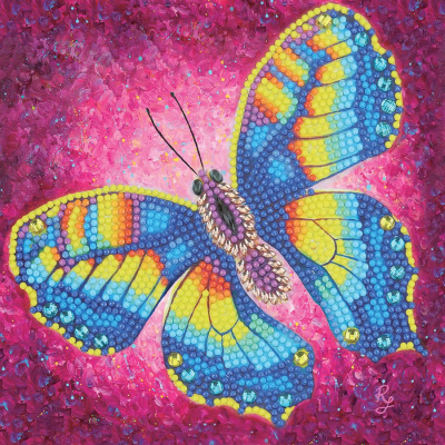 Carte Broderie Diamant Papillon coloré Crystal Art D.I.Y