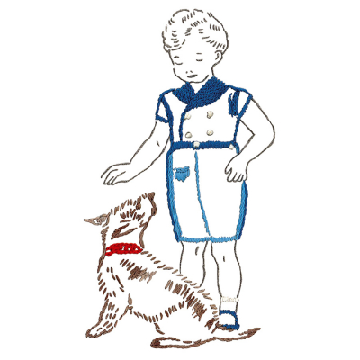 Kit Broderie Traditionnelle Paul et son chien Luc Création