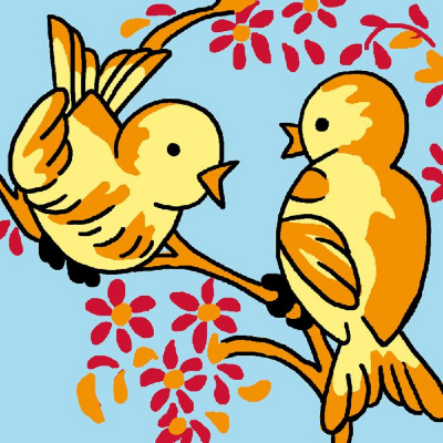 Kit canevas pour enfants Couple d'oiseaux Luc Création