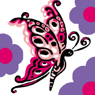 Kit canevas pour enfants toile gros trous Papillon rose Luc Création