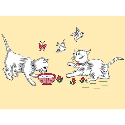 Kit canevas pour enfants toile petits trous Petis chats blancs Luc Création