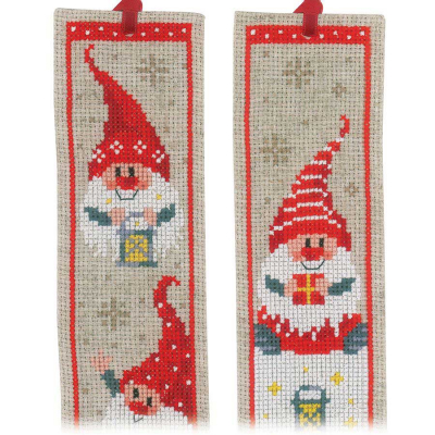 Kit de 2 marque-pages à broder Gnomes de Noël Vervaco