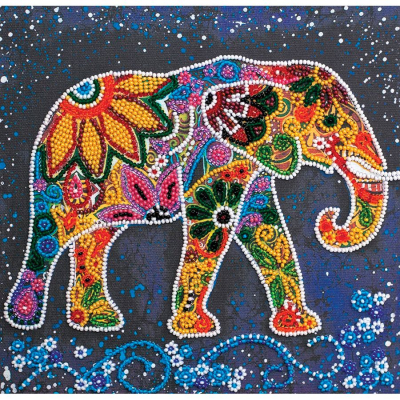 Kit de broderie avec perles motif Éléphant Indien de la marque Abris Art, tableau à broder avec des perles