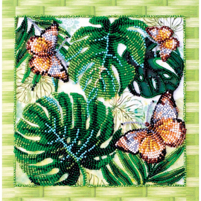 Kit de broderie avec perles motif Papillons de la marque Abris Art, tableau de papillons à broder avec des perles
