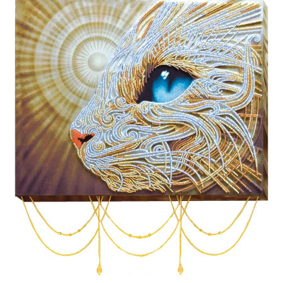 Kit de broderie avec perles motif Portrait de chat de la marque Abris Art, tableau à créer avec des perles