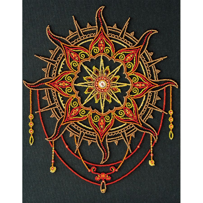 Kit de broderie avec perles motif Soleil de la marque Abris Art, modèle répresentant un soleil et une étoile à broder avec des perles