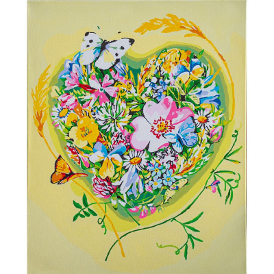 Kit peinture par numéro Coeur de fleurs Lanarte