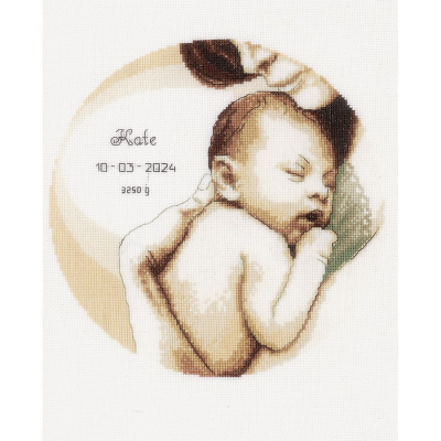 Tableau de naissance à broder au point de croix point compté motif Maman et bébé de la marque Vervaco