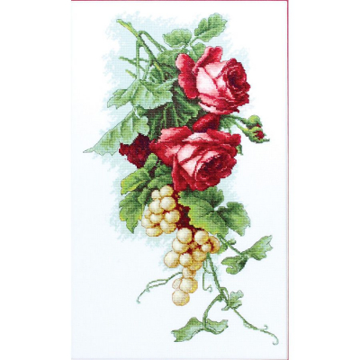 Kit point de croix compté Roses rouges et grappes de raisin Luca-S