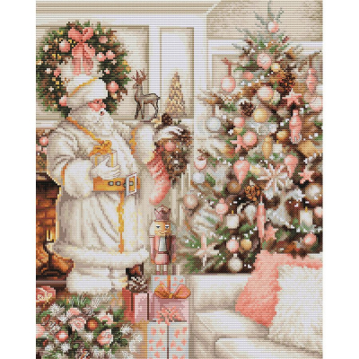Kit à broder au point de croix motif Père Noël vêtu de blanc de la marque Luca-S