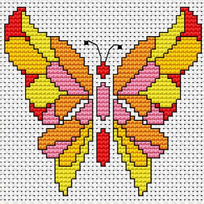 Le papillon, Kit à broder au point de croix point compté sur toile Aïda 5