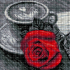 Tableau en Broderie diamant motif Diamond Painting de la marque Tableaux Strass illustrant une rose rouge avec une tasse de café