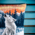 Kit coussin canevas motif Loup en hiver de la marque Vervaco à réaliser au demi-point de croix sur une toile peinte à gros trous
