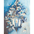 Kit de broderie avec perles motif Magie blanche de la marque Abris Art, tableau à broder avec des perles, répresentant des elfes et papillons autour d'un lampadaire