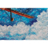 Kit à broder au point de croix motif Au-dessus des nuages de la marque Abris Art, ce tableau à broder illustre un avion à hélice en vol