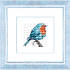 Kit point de croix compté - Petit oiseau bleu et rouge (cadre bleu clair) - Luca-S